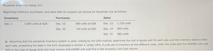 Solved Peipetual Inventory Using LtFo Beginning inventory, | Chegg.com