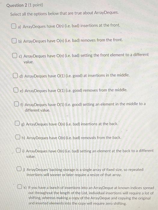 Solved Select all the options below that are true about | Chegg.com