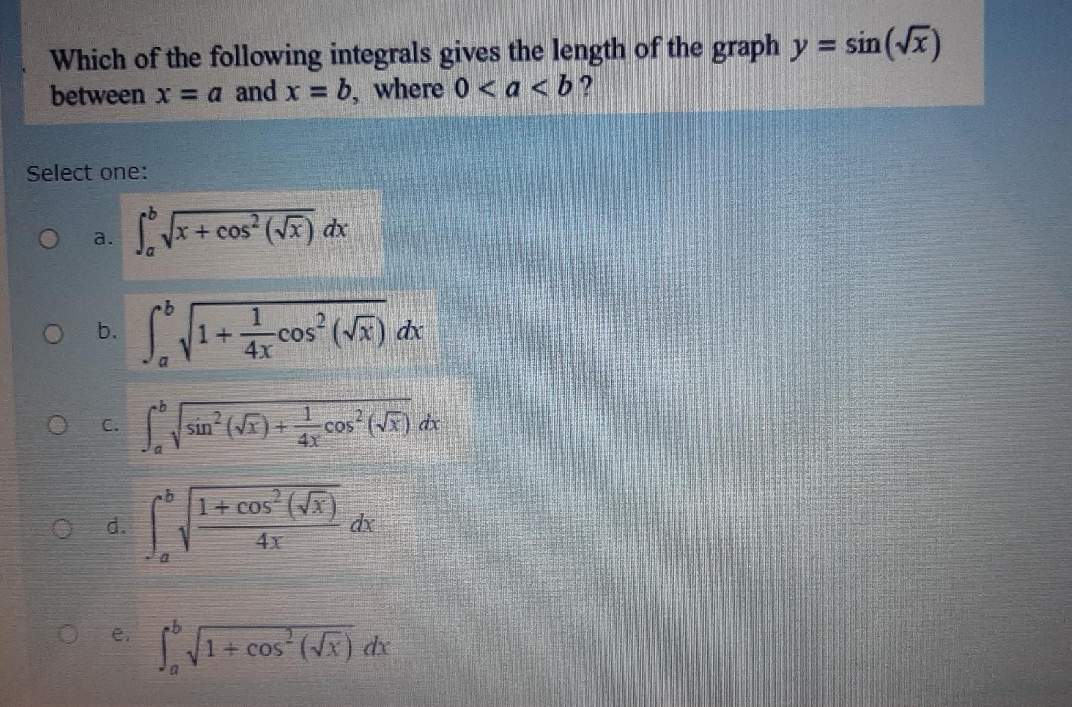 Solved Which of the following integrals gives the length of | Chegg.com