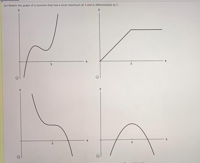 Solved (a) Sketch the graph of a function that has a local | Chegg.com
