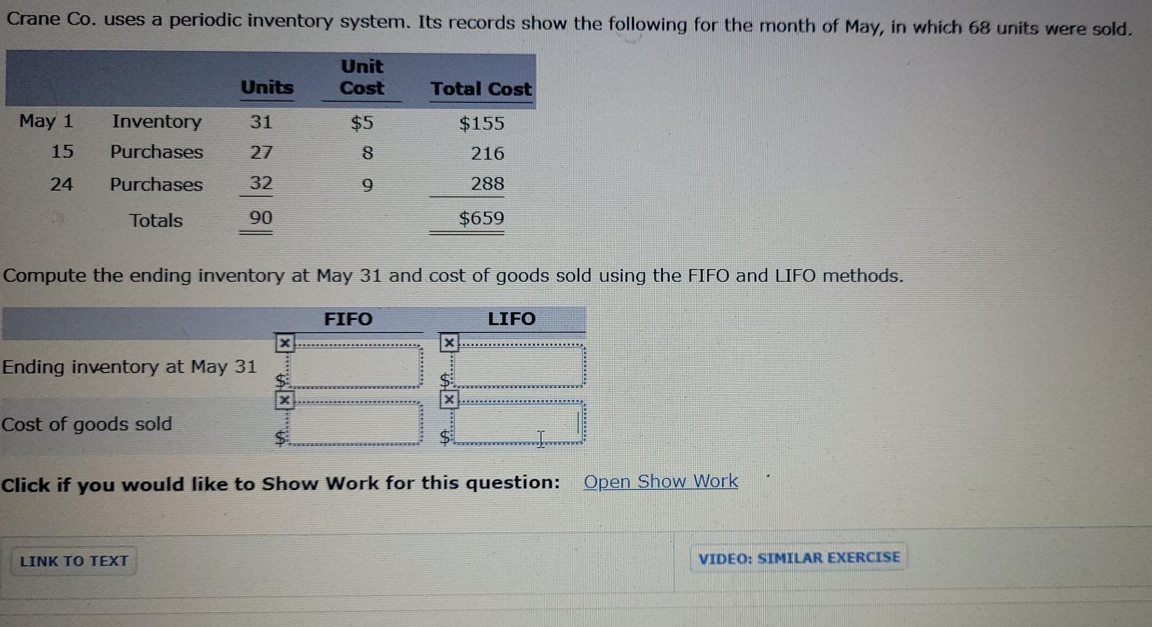 Solved Crane Co. uses a periodic inventory system. Its