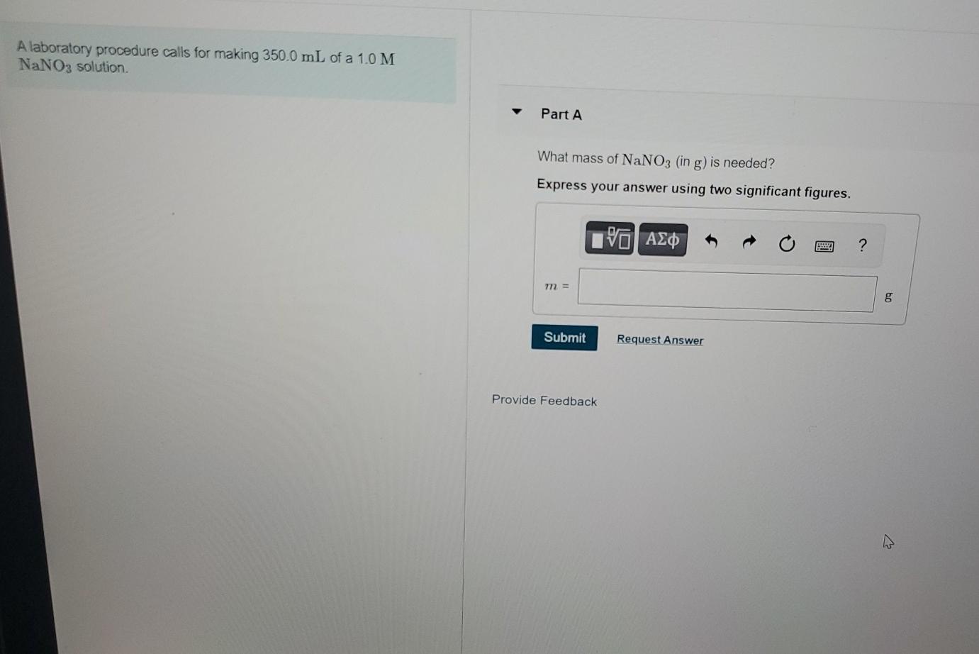 Solved A laboratory procedure calls for making 350.0 mL of a