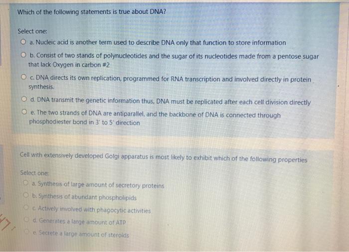 Solved Which of the following statements is true about DNA? | Chegg.com