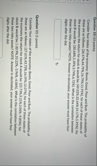 Question 10 (10 ﻿points)Consider four states of the | Chegg.com
