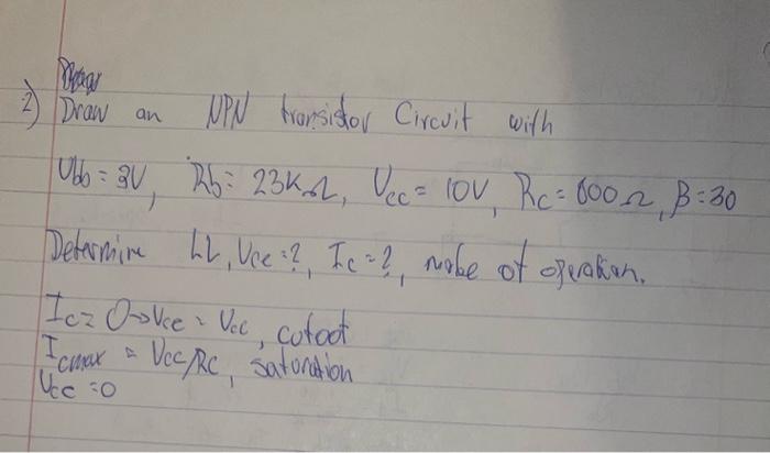 Solved 2) Draw an UPN transistor Circuit with Ubb=9 V,R5:23 | Chegg.com