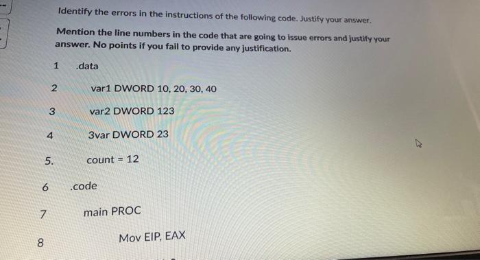 Solved Identify the errors in the instructions of the | Chegg.com