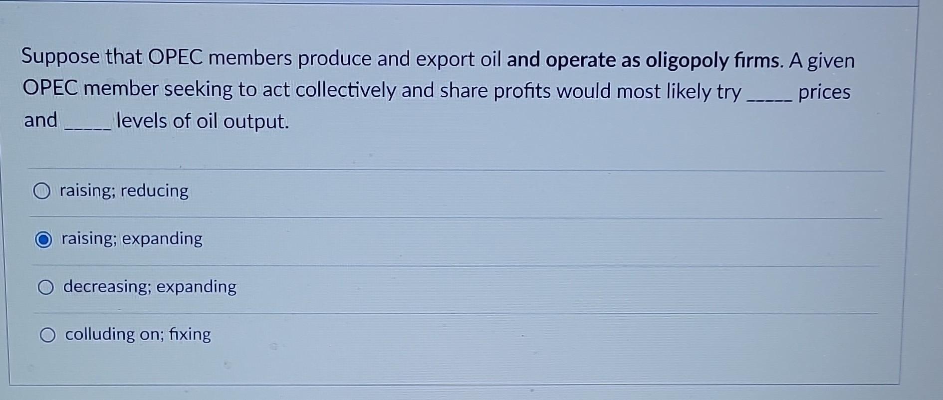 Solved Suppose That OPEC Members Produce And Export Oil And | Chegg.com