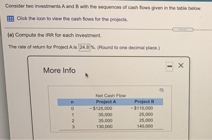 Solved Consider Two Investments A And B With The Sequences | Chegg.com