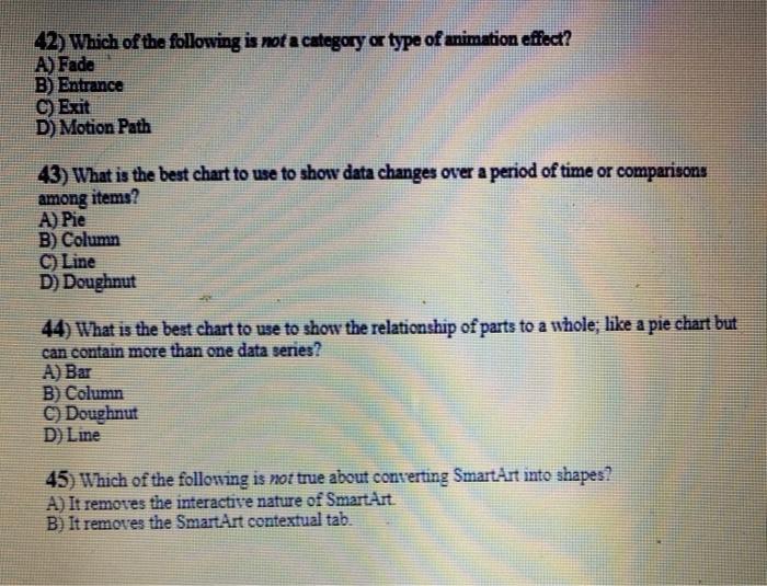 Solved 42 Which Of The Following Is Not A Category Or Type Chegg
