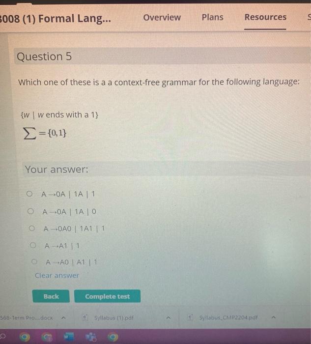 Solved Which one of these is a a context-free grammar for | Chegg.com