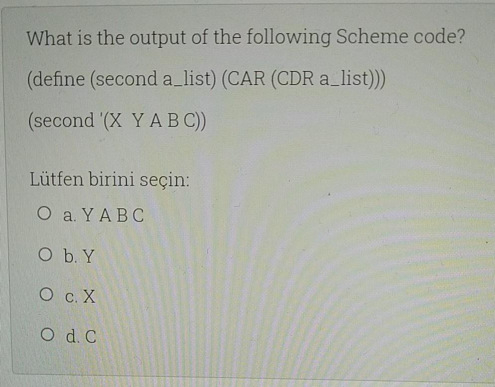 Solved What is the output of the following Scheme code? | Chegg.com