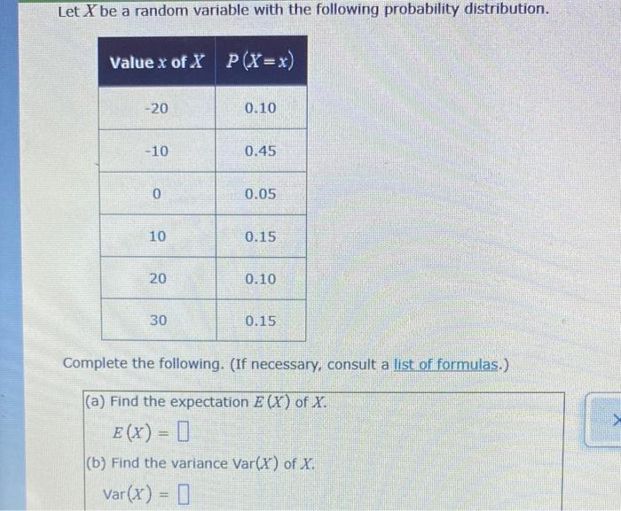 Solved Let X be a random variable with the following | Chegg.com