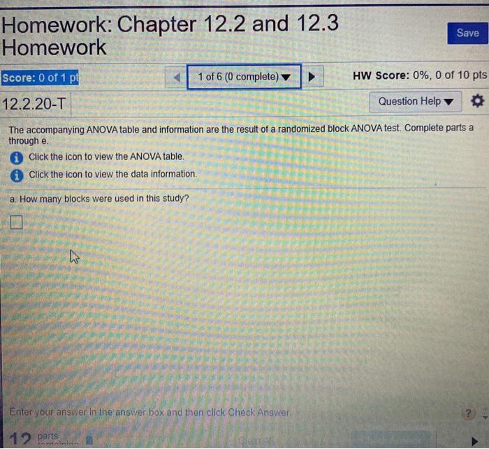 Solved Homework: Chapter 12.2 and 12.3 Homework Save 1 of 6 | Chegg.com