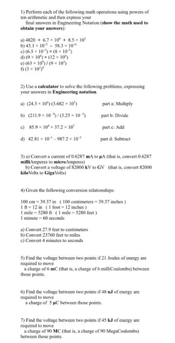 Solved 1) Perform each of the following math operations | Chegg.com