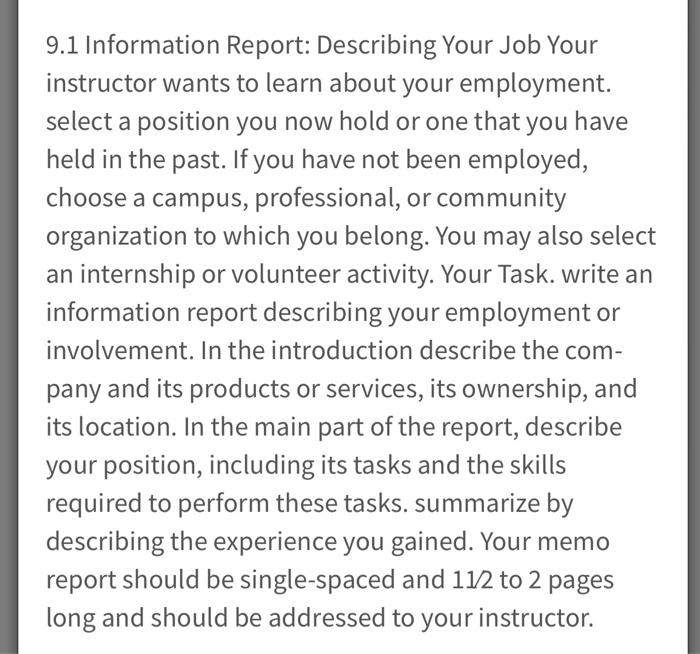 solved-9-1-information-report-describing-your-job-your-chegg