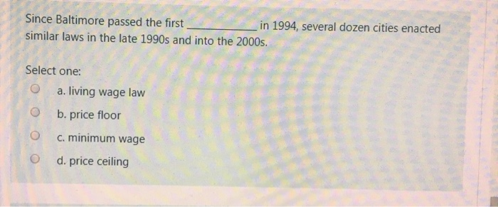Solved Since Baltimore Passed The First in 1994 Several Chegg