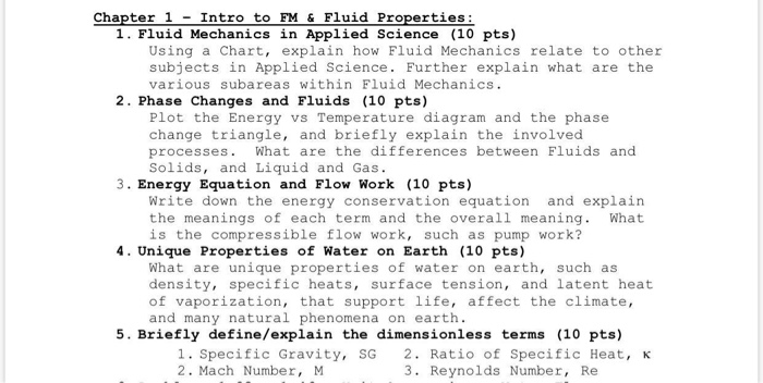 Solved Chapter 1 - Intro to FM & Fluid Properties: 1. Fluid | Chegg.com