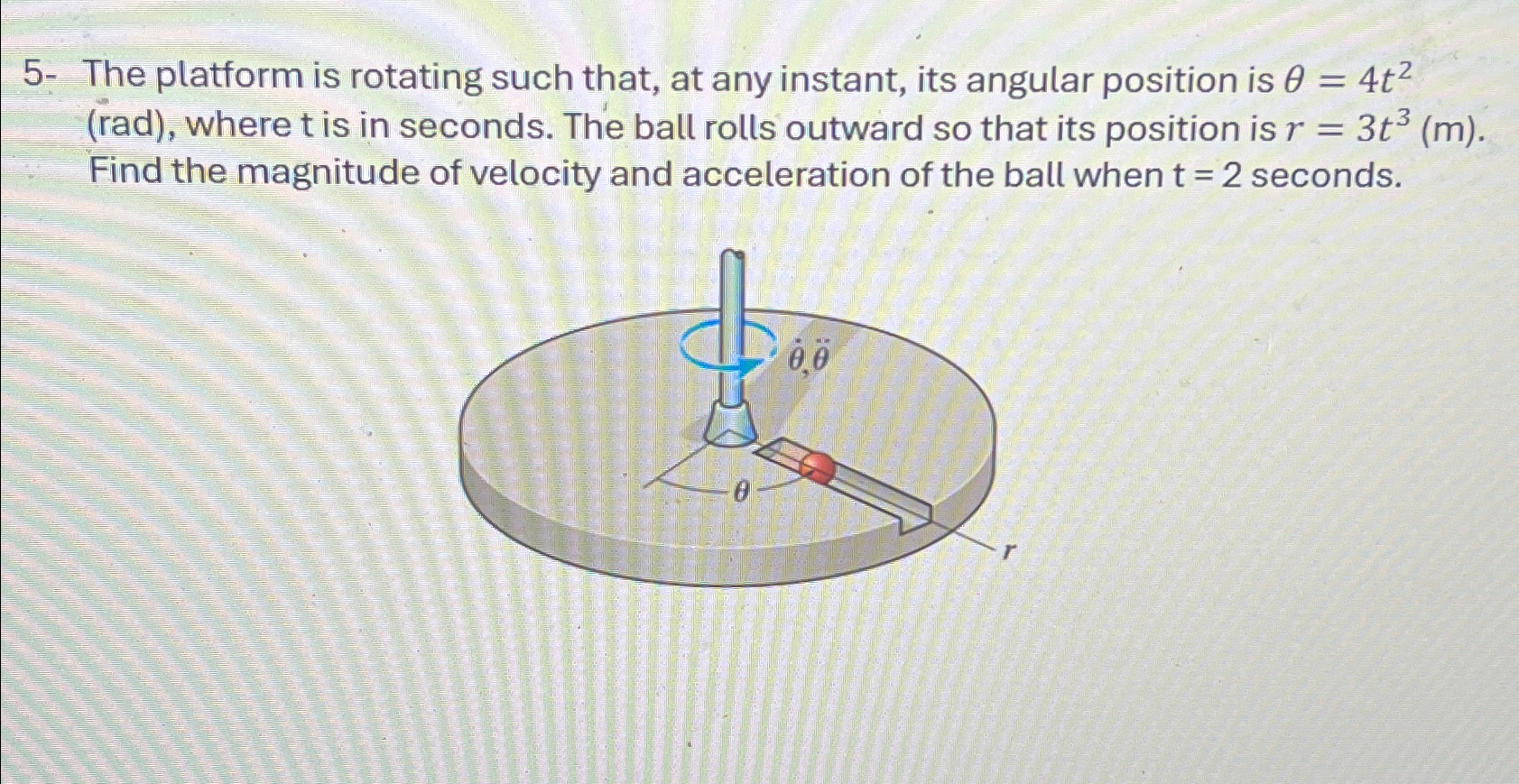 Solved 5- ﻿The platform is rotating such that, at any | Chegg.com