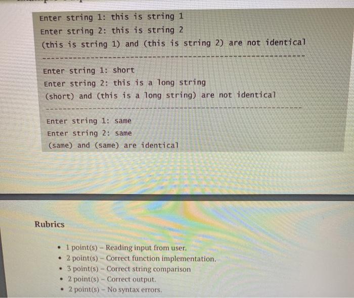 Solved Question 2 Write a function called compare that | Chegg.com