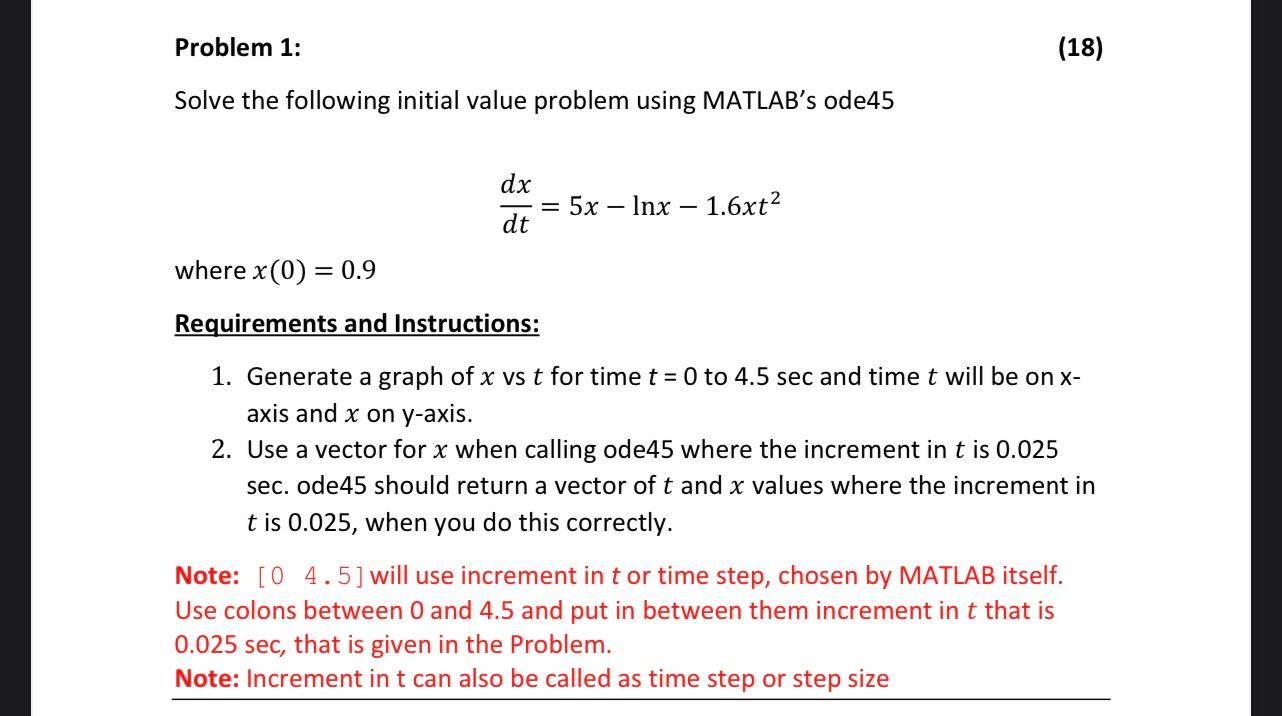 Solved Problem 1: (18) Solve the following initial value | Chegg.com