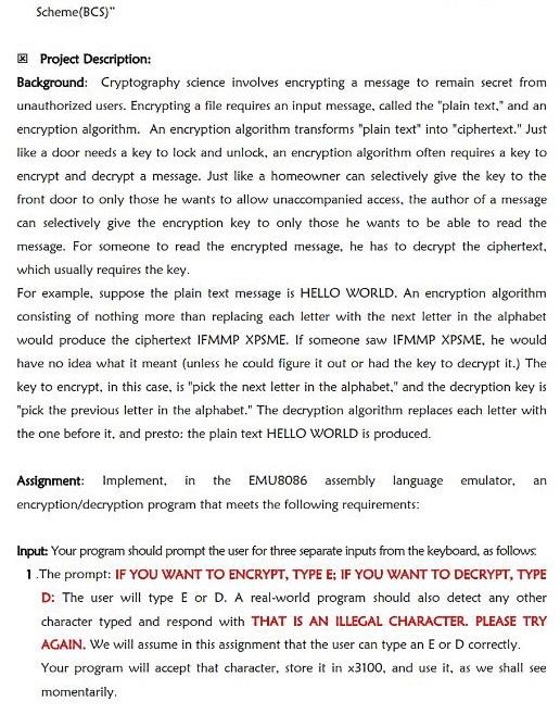Solved 潘 Project Description: Background: Cryptography | Chegg.com