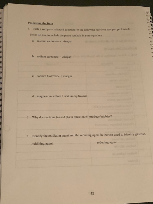 Solved Processing the Data 1. Write a complete balansed | Chegg.com