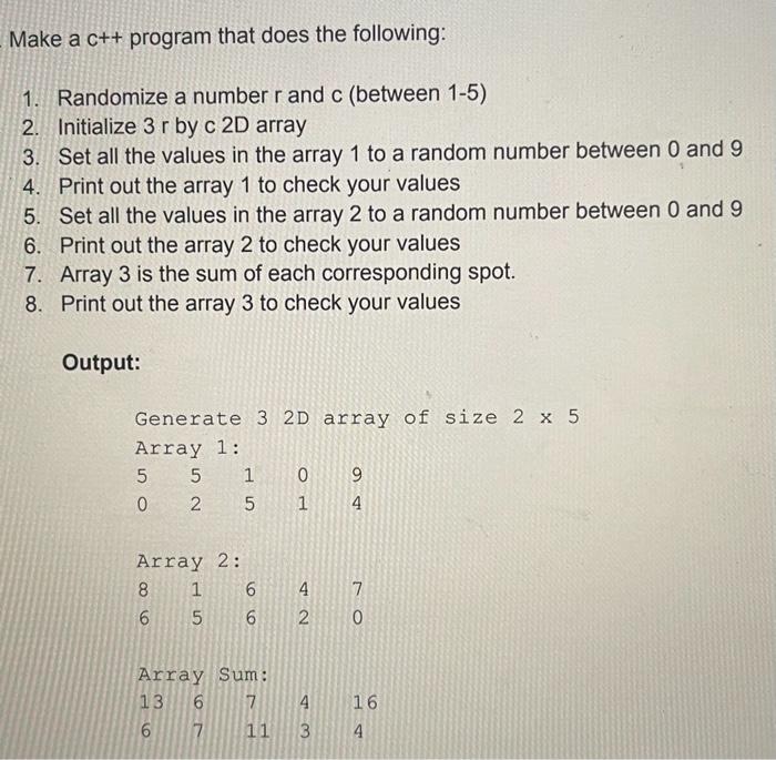 Solved Make a c++ program that does the following: 1. | Chegg.com