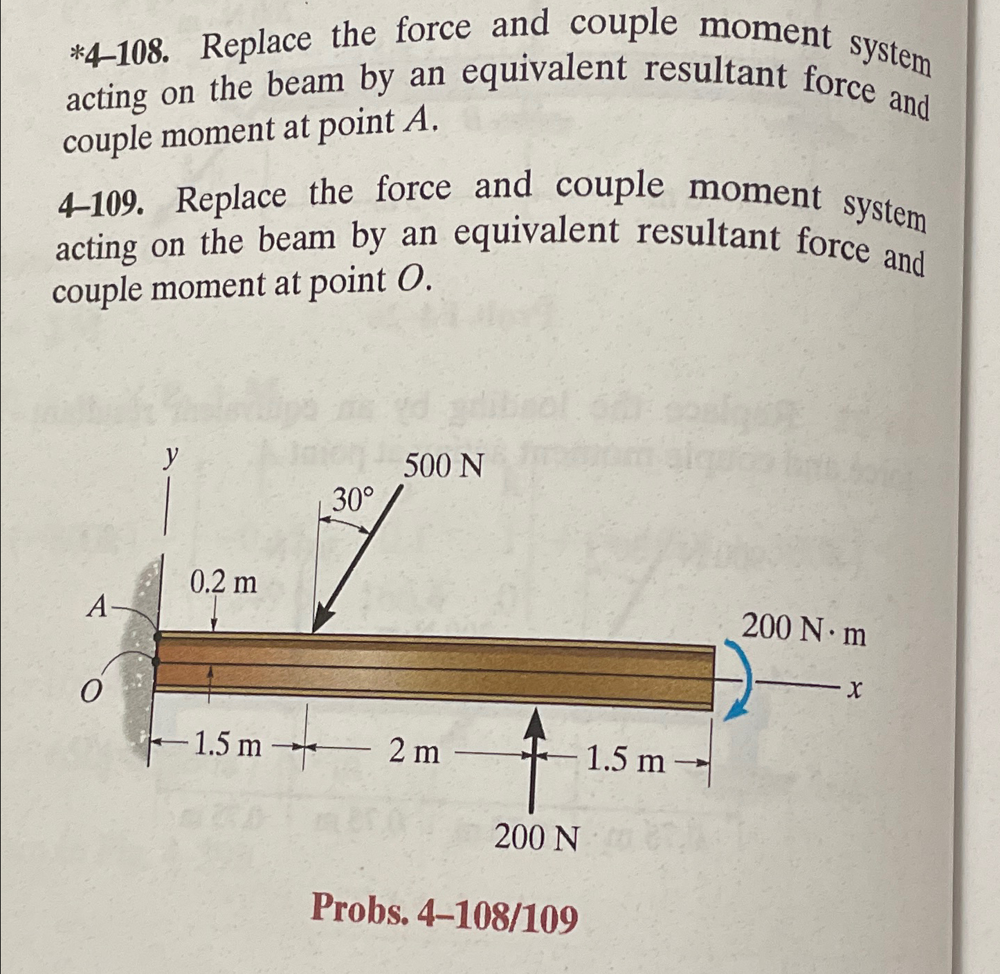 Solved *4-108. ﻿Replace the force and couple moment system | Chegg.com