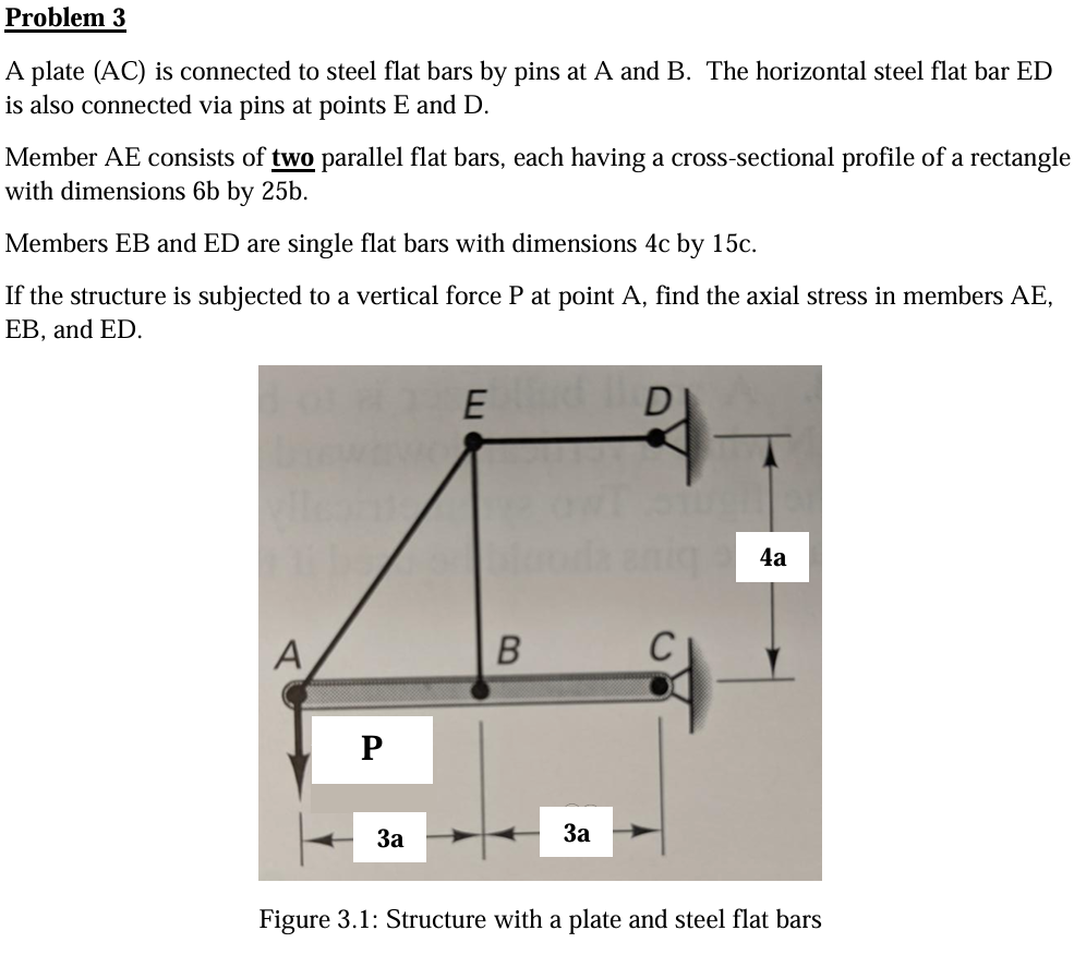 Problem 3A plate (AC) ﻿is connected to steel flat | Chegg.com