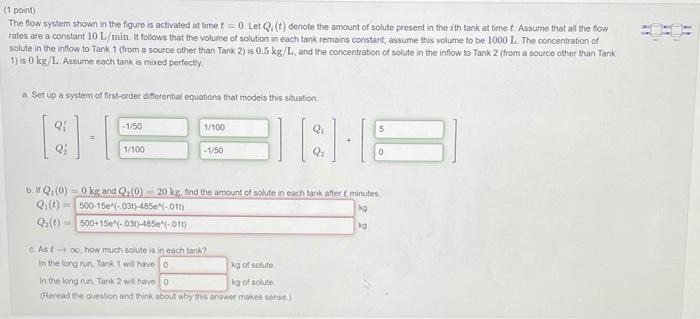 Solved (1 point) The flow system shown in the figure is | Chegg.com