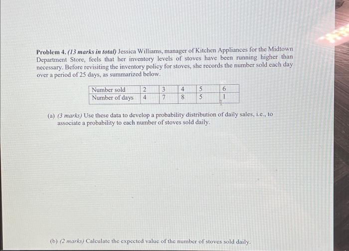 Solved Problem 4. (13 marks in total) Jessica Williams, | Chegg.com