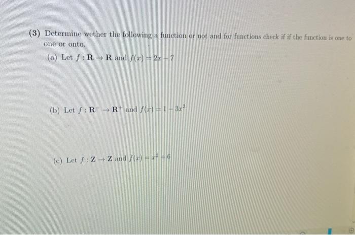 Solved (3) Determine wether the following a function or not | Chegg.com