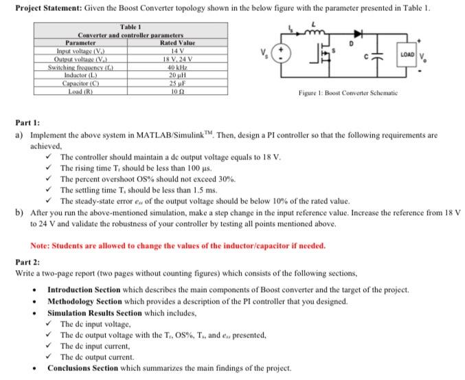 Solved Figure 1: Boost Converter Schematic Part 1: A) | Chegg.com