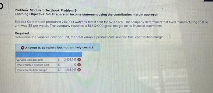 Solved Problem: Module 5 Textbook Problem 5 Learning | Chegg.com