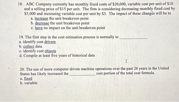Solved 6. On a unit cost basis, as unit sales decrease | Chegg.com