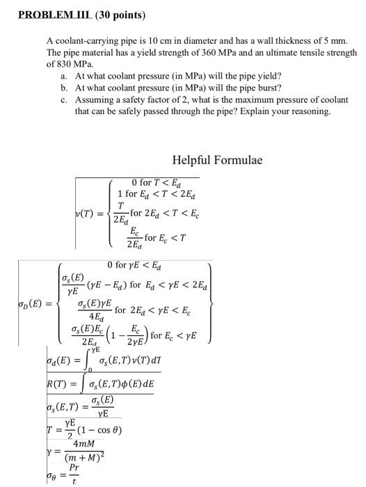 Solved Problem Iil (30 Points) A Coolant-carrying Pipe Is 10 