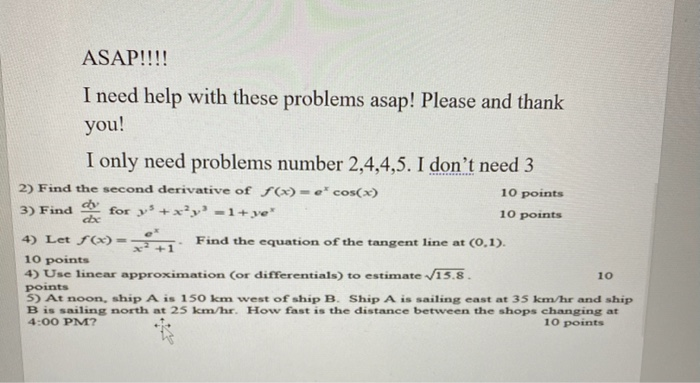 Solved ASAP!!!! I need help with these problems asap! Please | Chegg.com