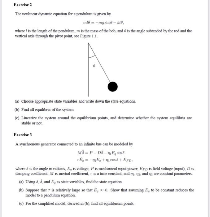 Solved Exercise 1 Find all equilibrium points and determine | Chegg.com