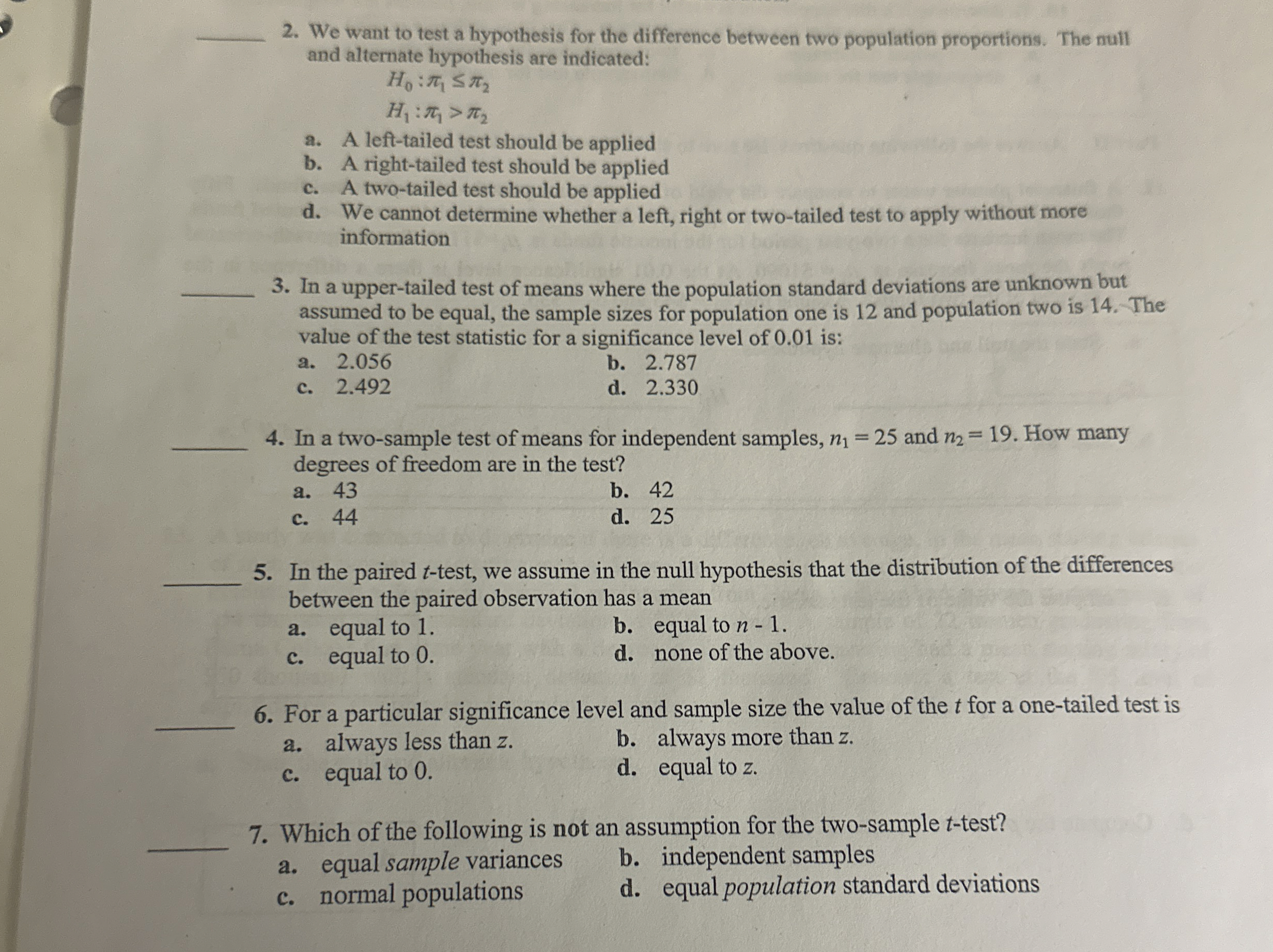 Solved We want to test a hypothesis for the difference | Chegg.com