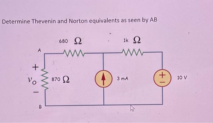 Solved Determine Thevenin And Norton Equivalents As Seen By | Chegg.com