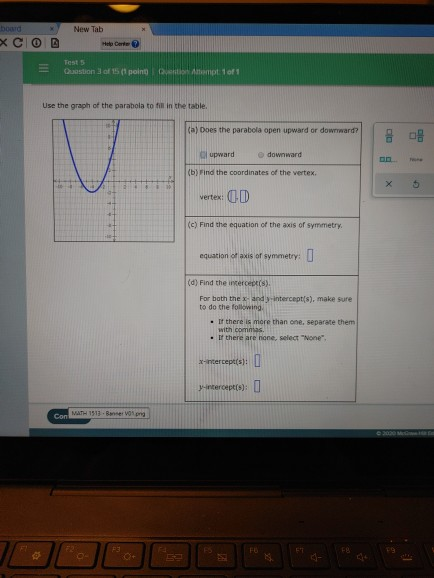 Solved Use the graph of the parabola to fill in the table. | Chegg.com