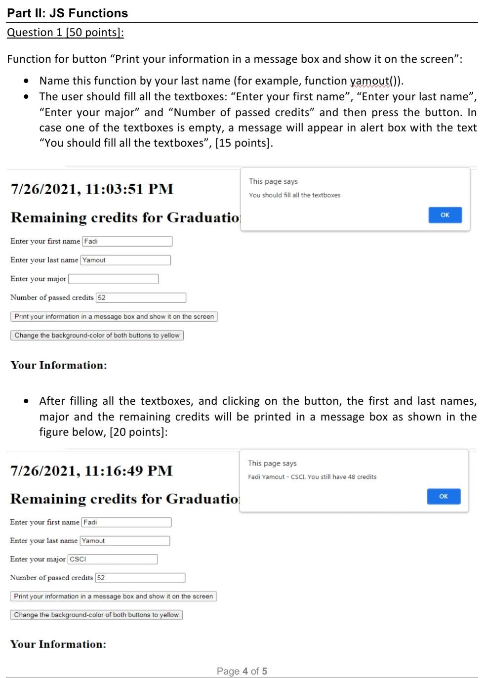 Solved Part I: HTML Question 1 (25 points]: Create an HTML | Chegg.com