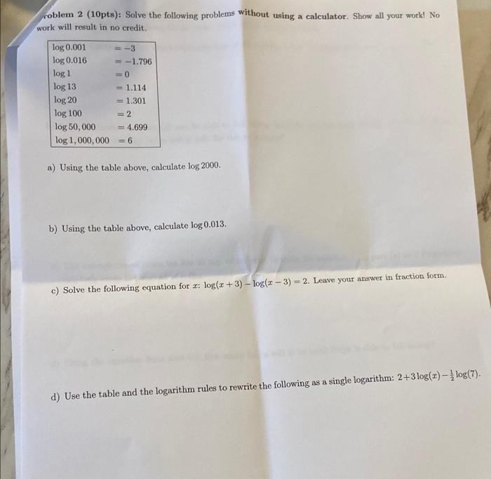 Solved roblem 2 (10pts): Solve the following problems | Chegg.com