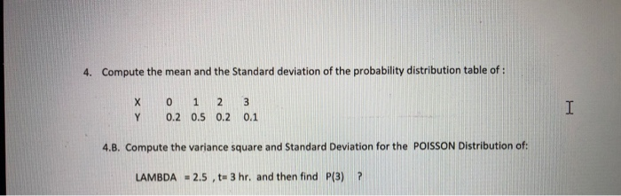 Solved 4. Compute the mean and the Standard deviation of the | Chegg.com