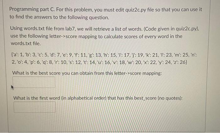 Solved Programming Part C For This Problem You Must Edi Chegg Com