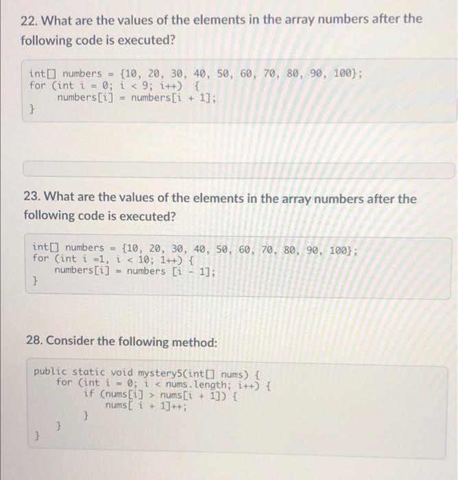 Solved 22. What are the values of the elements in the array | Chegg.com