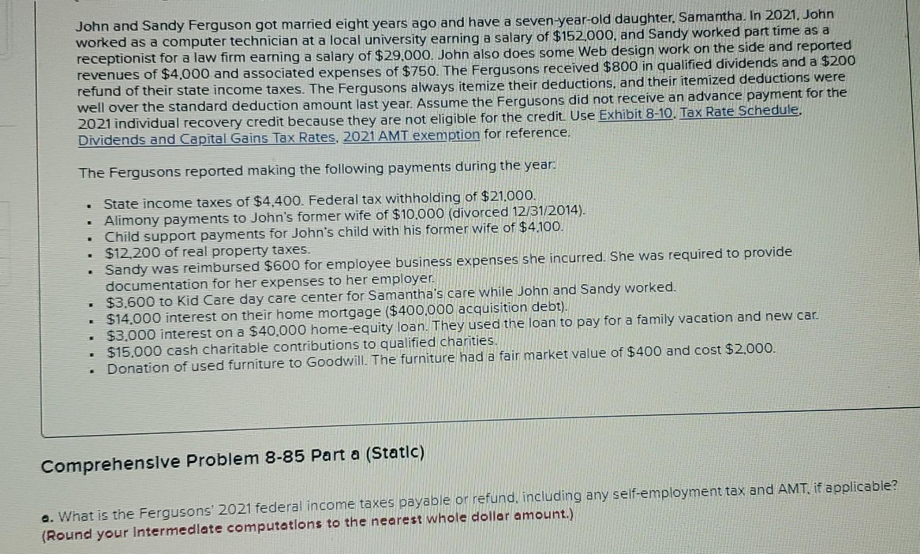 Solved Comprehensive Problem 8-85 Part a (Static) a. What is | Chegg.com