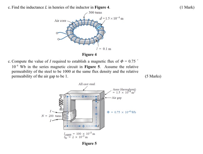 Solved (1 Mark) c. Find the inductance L in henries of the | Chegg.com