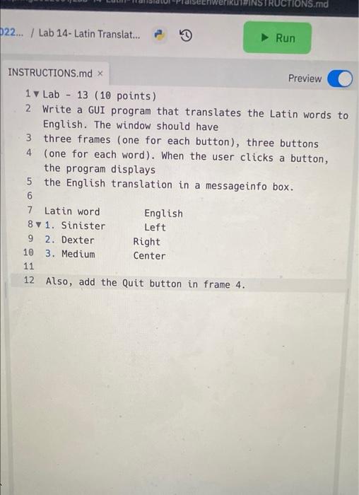 Solved TIONS.md 22.../ Lab 14- Latin Translat... | Chegg.com