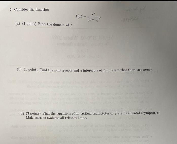 Solved 2. Consider the function f(x) = (x + 1)2 241 (a) (1 | Chegg.com